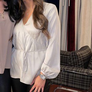 THEORY Silk Beige Blouse